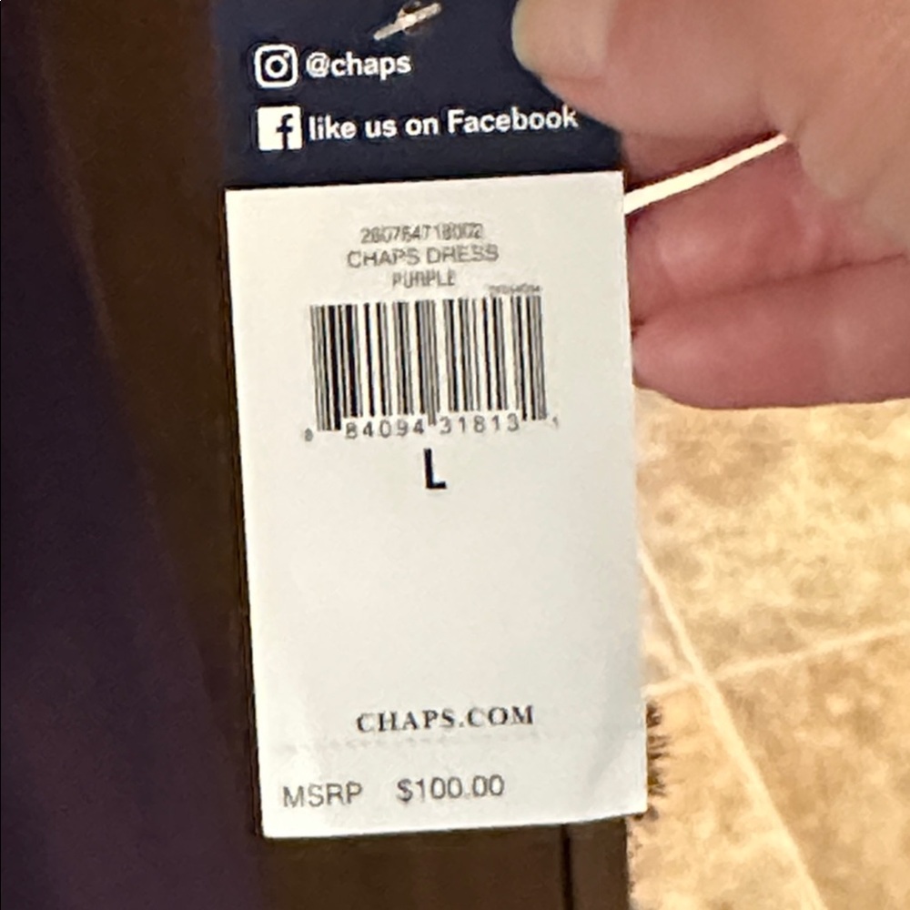 NWT Chaps Purple Dress in size lg - Picture 5 of 10